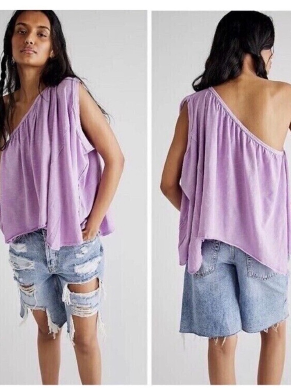 NWT We the Free People Violet Purple Spring Break One Shoulder Top Women’s L